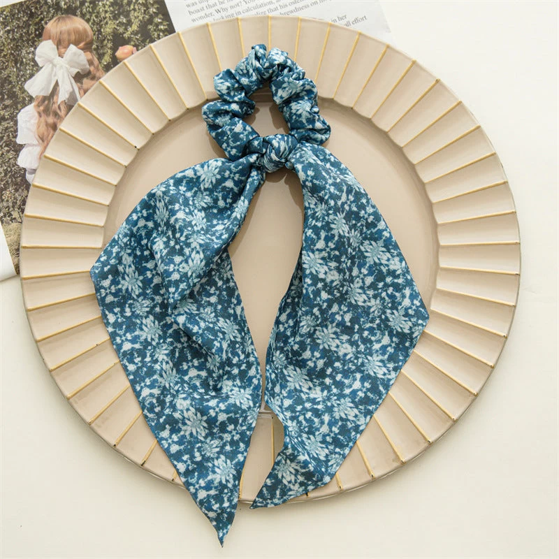 Plain And Printed Chiffon Scrunchies With Scarf - Image 12