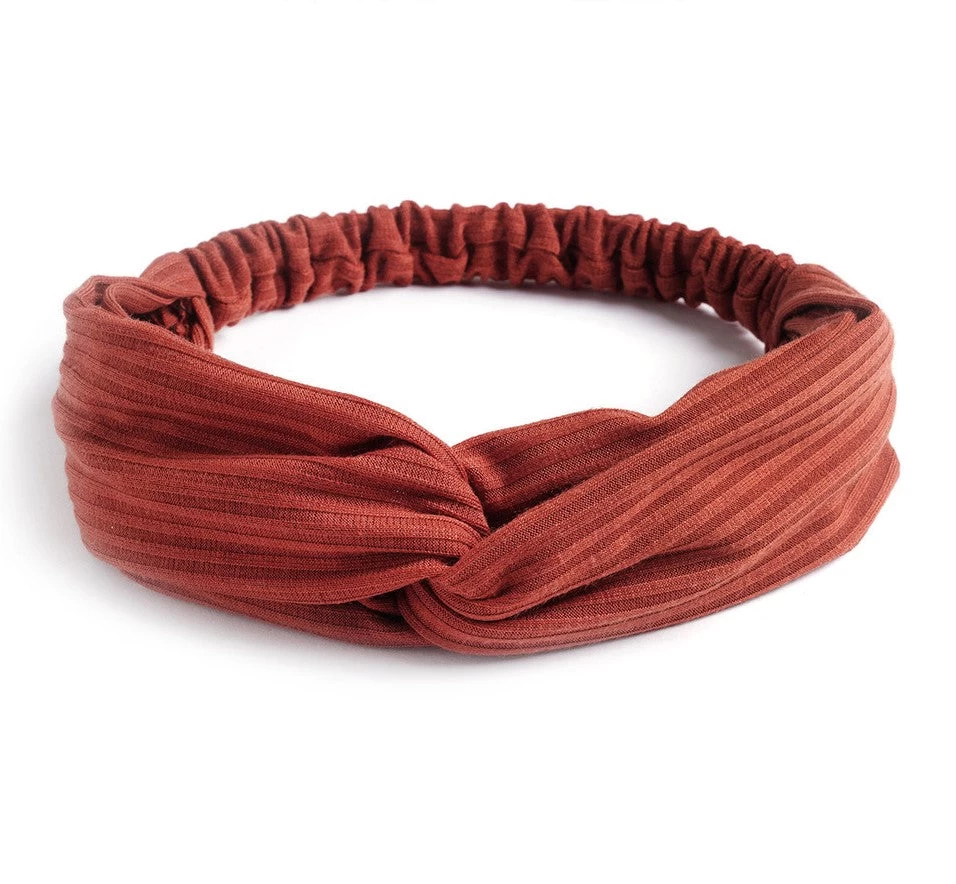 Twist Front Ribbed Cotton Elastic Headband - Image 10