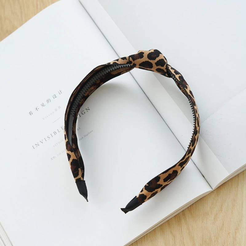 Black Brown Leopard Print Knotted Headband - Image 4