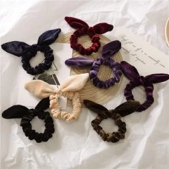 Velvet Scrunchies With Twist Bow