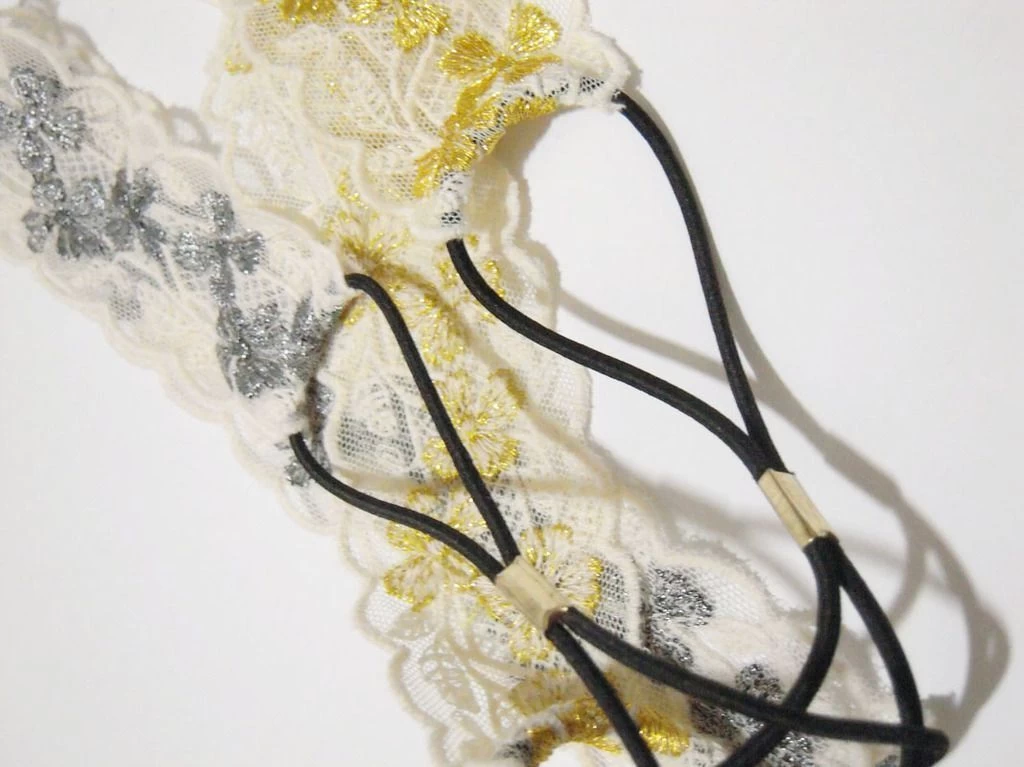 Lace Embroidered Flower Elastic Headband - Image 3