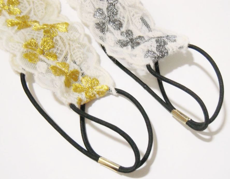 Lace Embroidered Flower Elastic Headband - Image 2