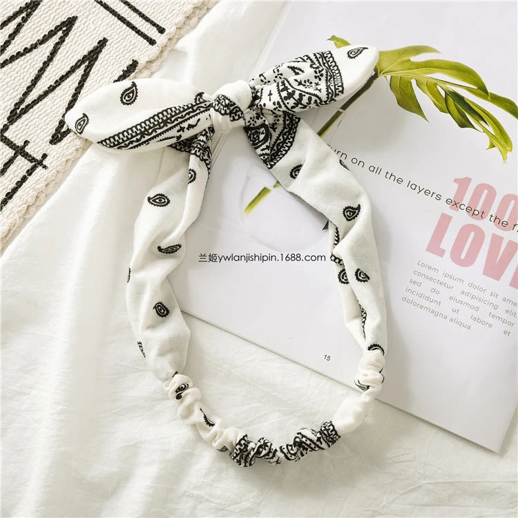 Paisley Print Elastic Headband With Bow - Image 6