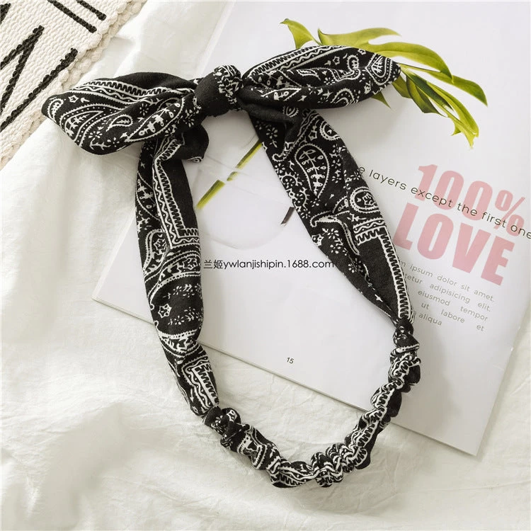 Paisley Print Elastic Headband With Bow - Image 9