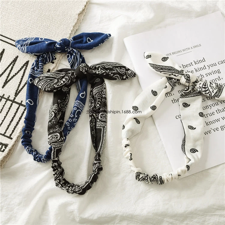 Paisley Print Elastic Headband With Bow - Image 3