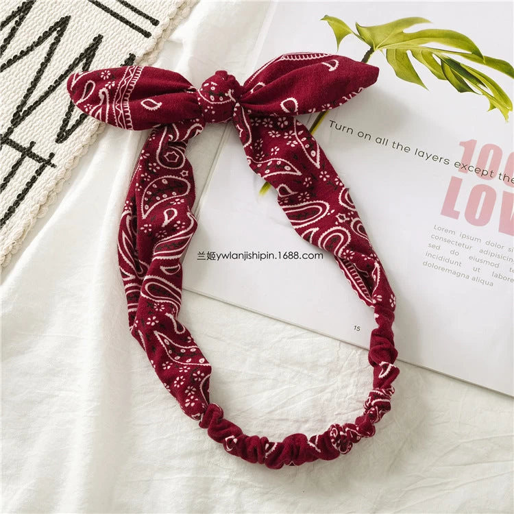Paisley Print Elastic Headband With Bow - Image 10