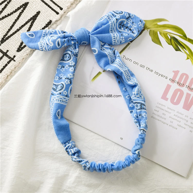 Paisley Print Elastic Headband With Bow - Image 11