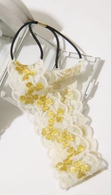 Lace Embroidered Flower Elastic Headband - Image 4