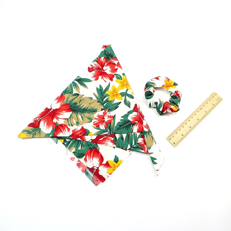 Forest Floral Chiffon Scrunchies With Scarf - Image 4