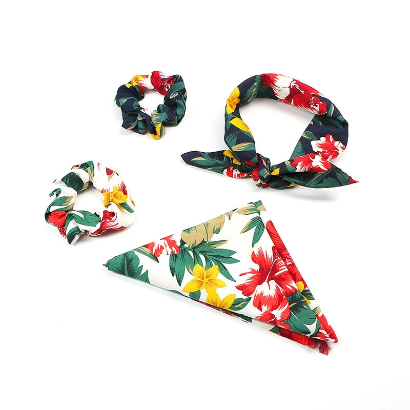 Forest Floral Chiffon Scrunchies With Scarf - Image 5