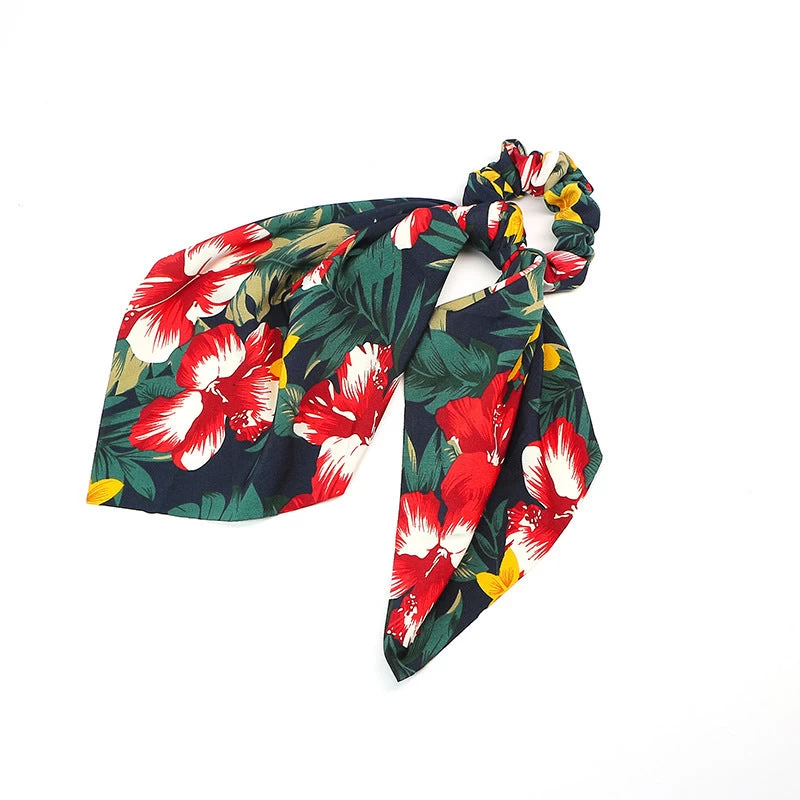 Forest Floral Chiffon Scrunchies With Scarf - Image 7