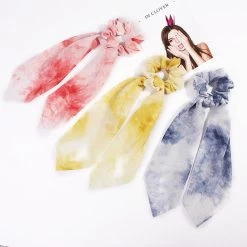 Tie-dye Chiffon Scrunchies With Scarf