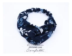 Kids Floral Chiffon Elastic Headband In Navy