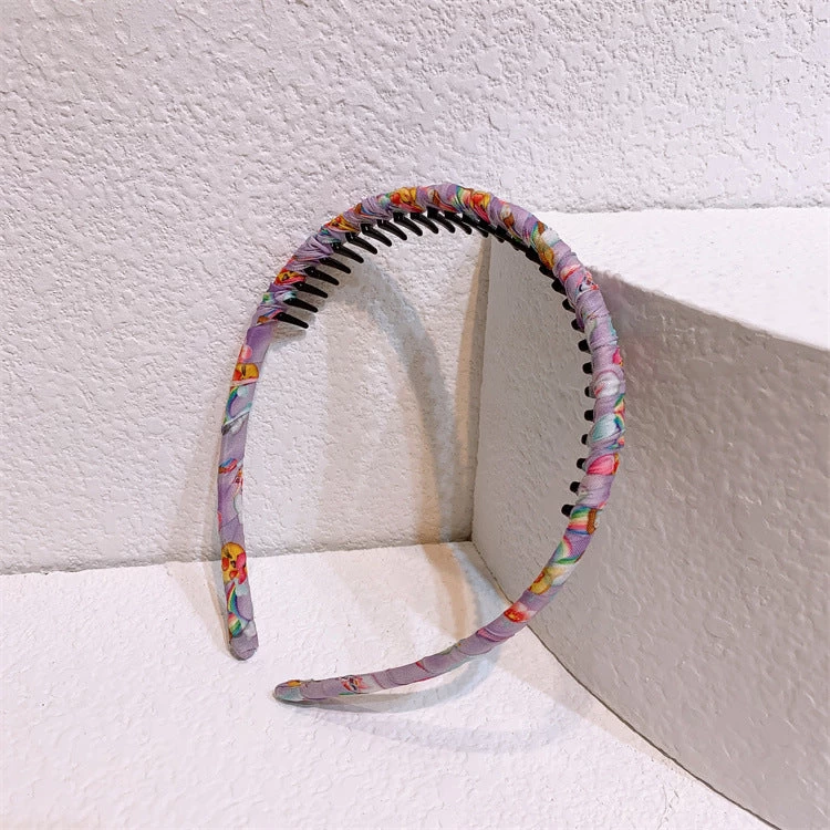 Rainbow Cartoon Prints Ruched Headband With Teeth - Image 2