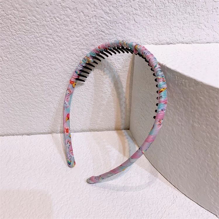 Rainbow Cartoon Prints Ruched Headband With Teeth - Image 3