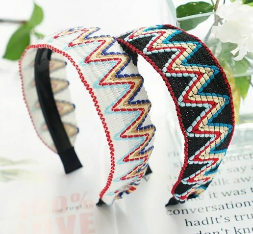 Knitted Rainbow Waves Headband