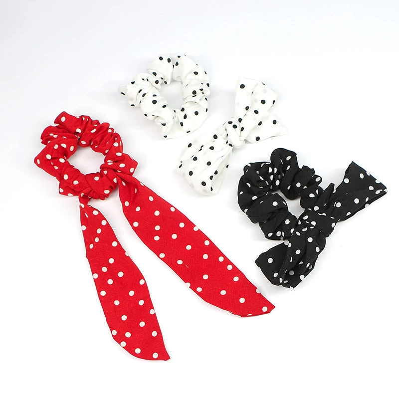 Polka Dots Scrunchies With Scarf - Image 2