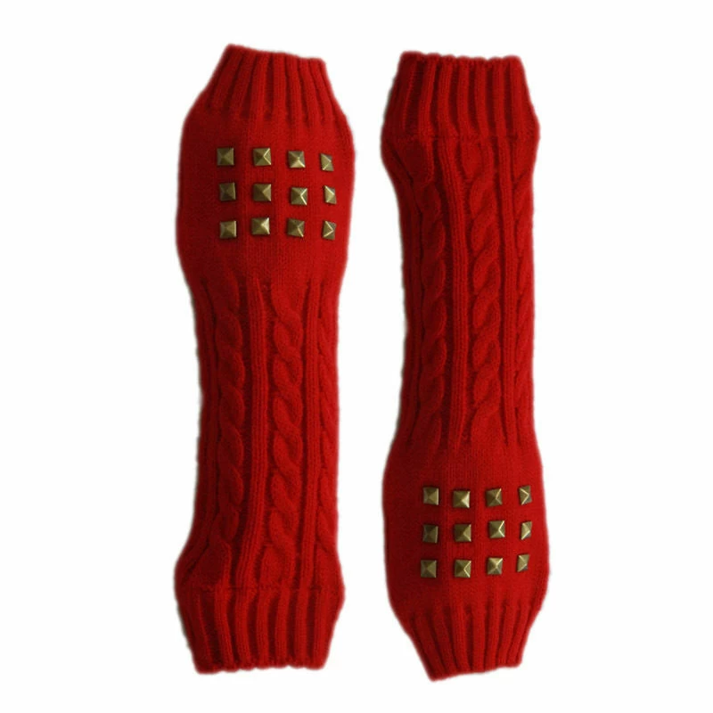 Studded Finger-less Knitted Long Mittens / Gloves - Image 5