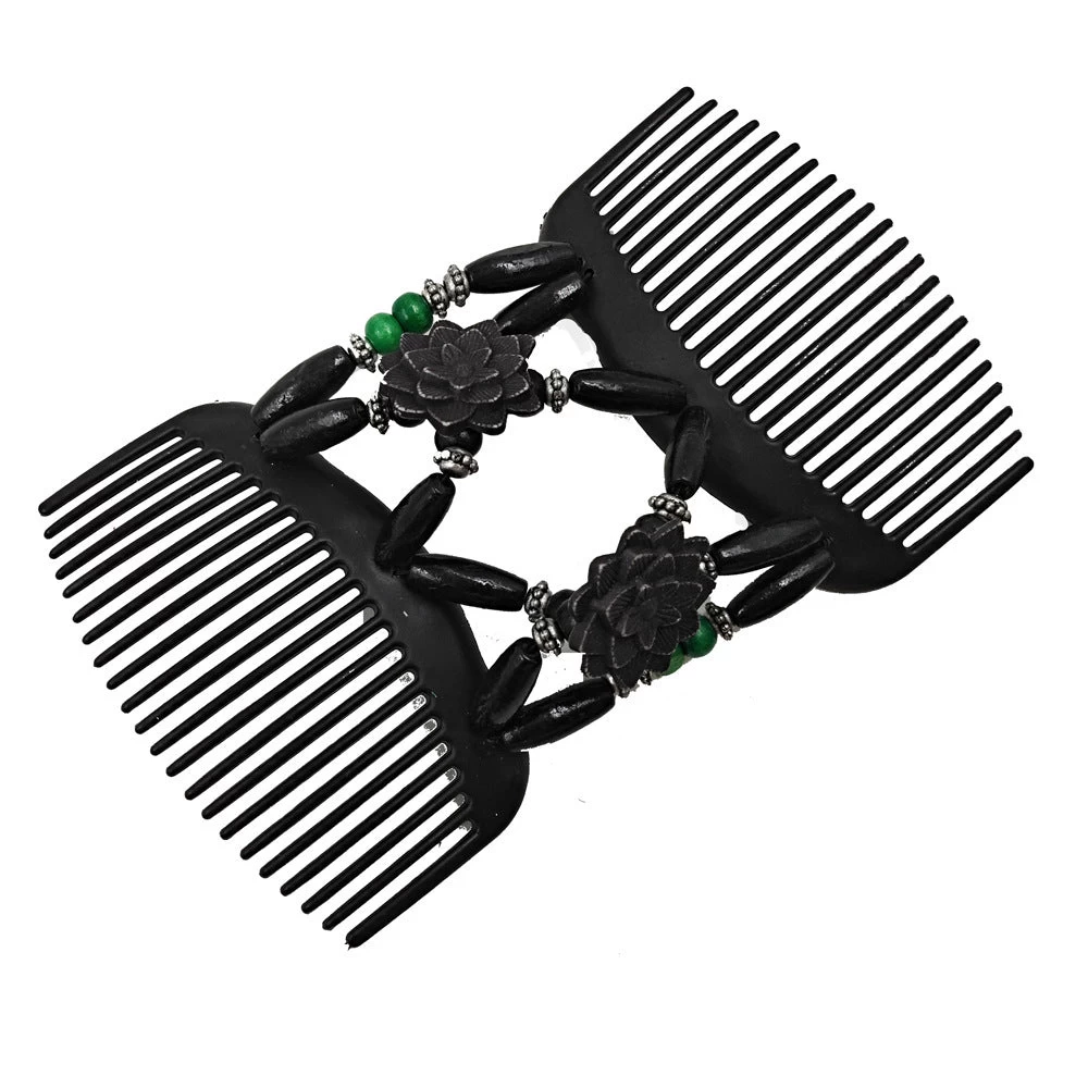 Floral Wooden Beads Butterfly Hair Comb - Image 3