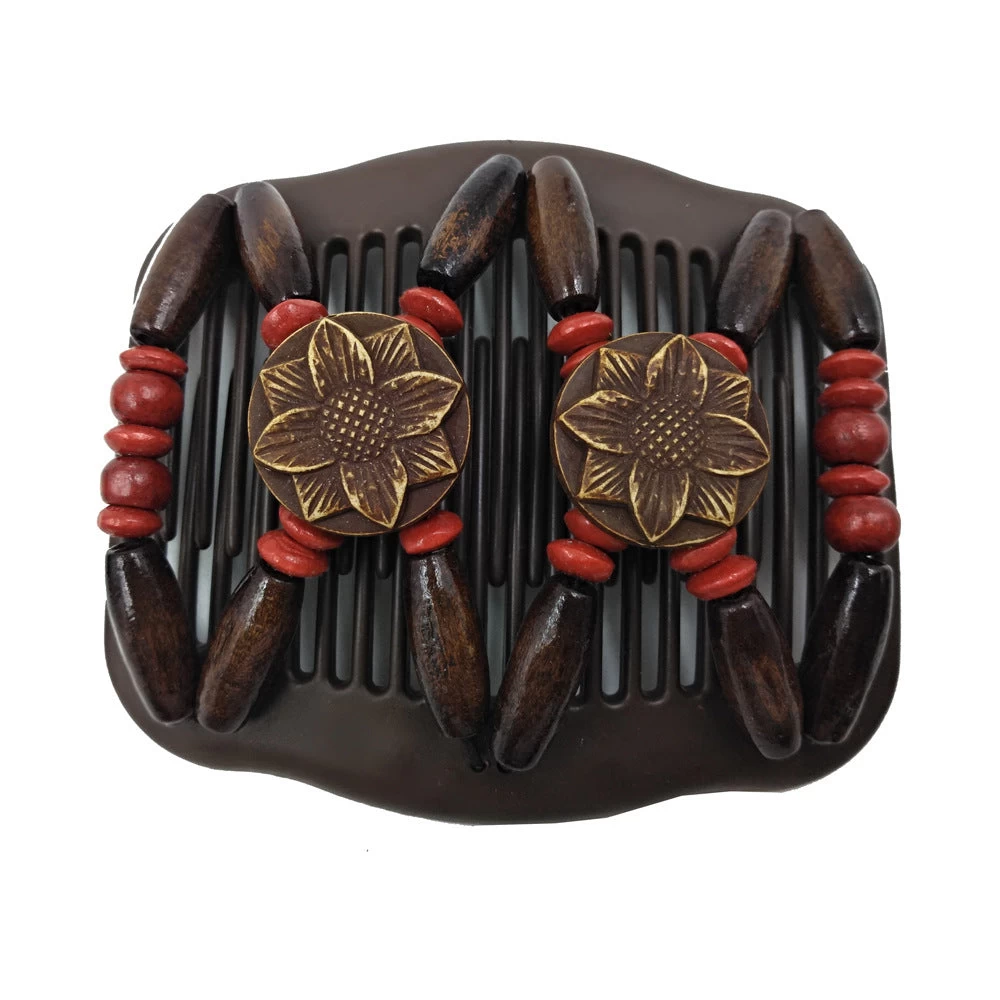 Floral Wooden Beads Butterfly Hair Comb - Image 6