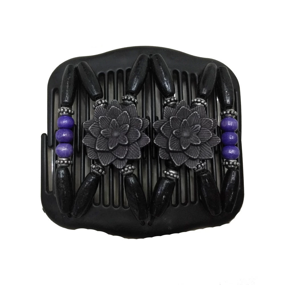 Floral Wooden Beads Butterfly Hair Comb - Image 9