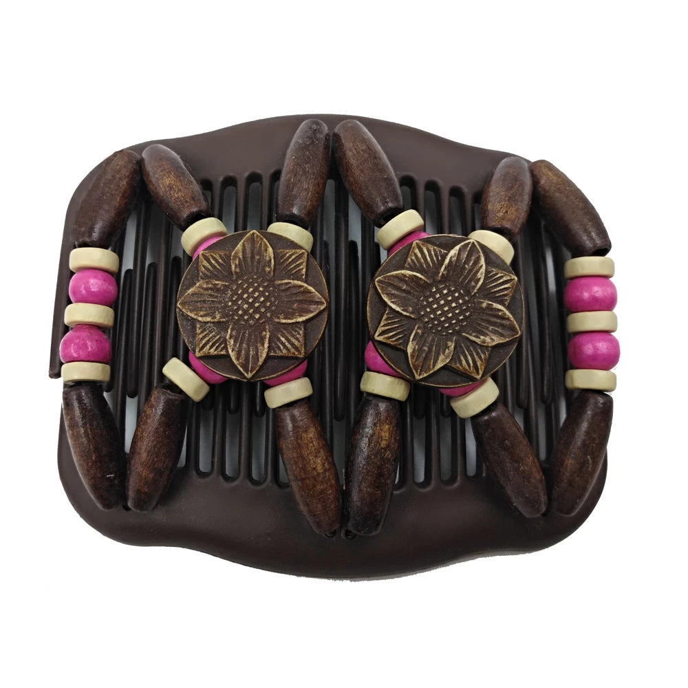 Floral Wooden Beads Butterfly Hair Comb - Image 8