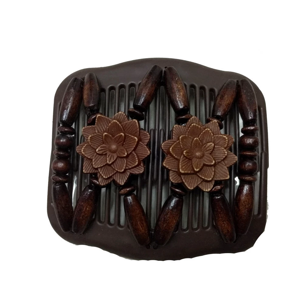 Floral Wooden Beads Butterfly Hair Comb - Image 5