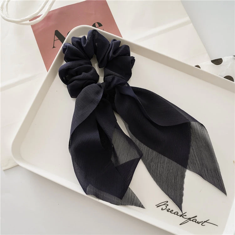 Chiffon Plain Scrunchies With Tail - Image 14