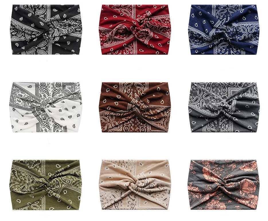 Paisley Print Super Wide Twist Front Stretchy Headband - Image 2