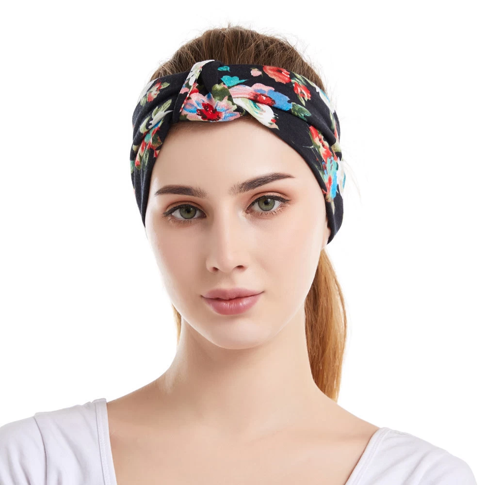 Knot Front Floral Patterned Bandanna Headband