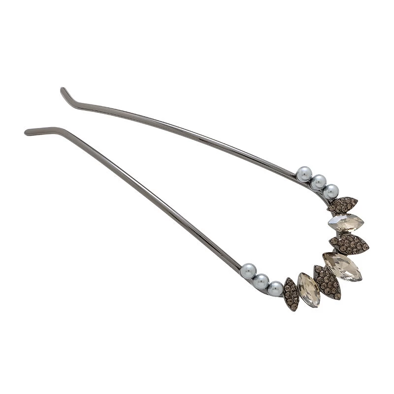 Rhinestones Metal Black Hair Fork