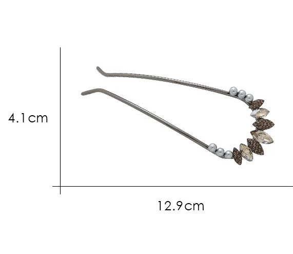 Rhinestones Metal Black Hair Fork - Image 4