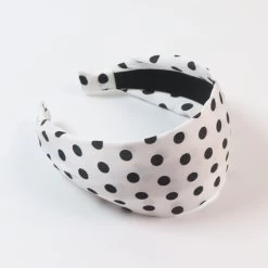 Black White Polka Dots Flat Wide Headband