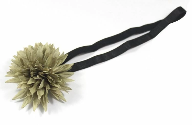 Olive Flower Bow Elastic Headband - Image 2