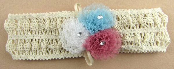 Small Flowers Lace Stretch Headband - Image 3