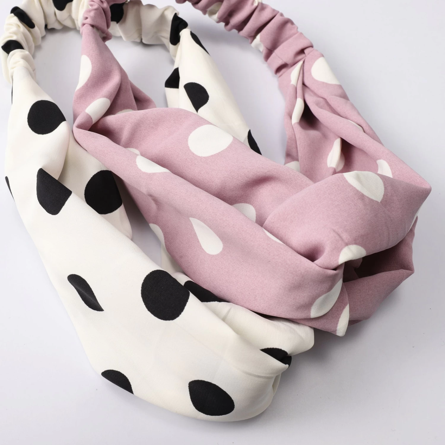 Polka Dots Soft Chiffon Twist Front Elastic Headband - Image 3