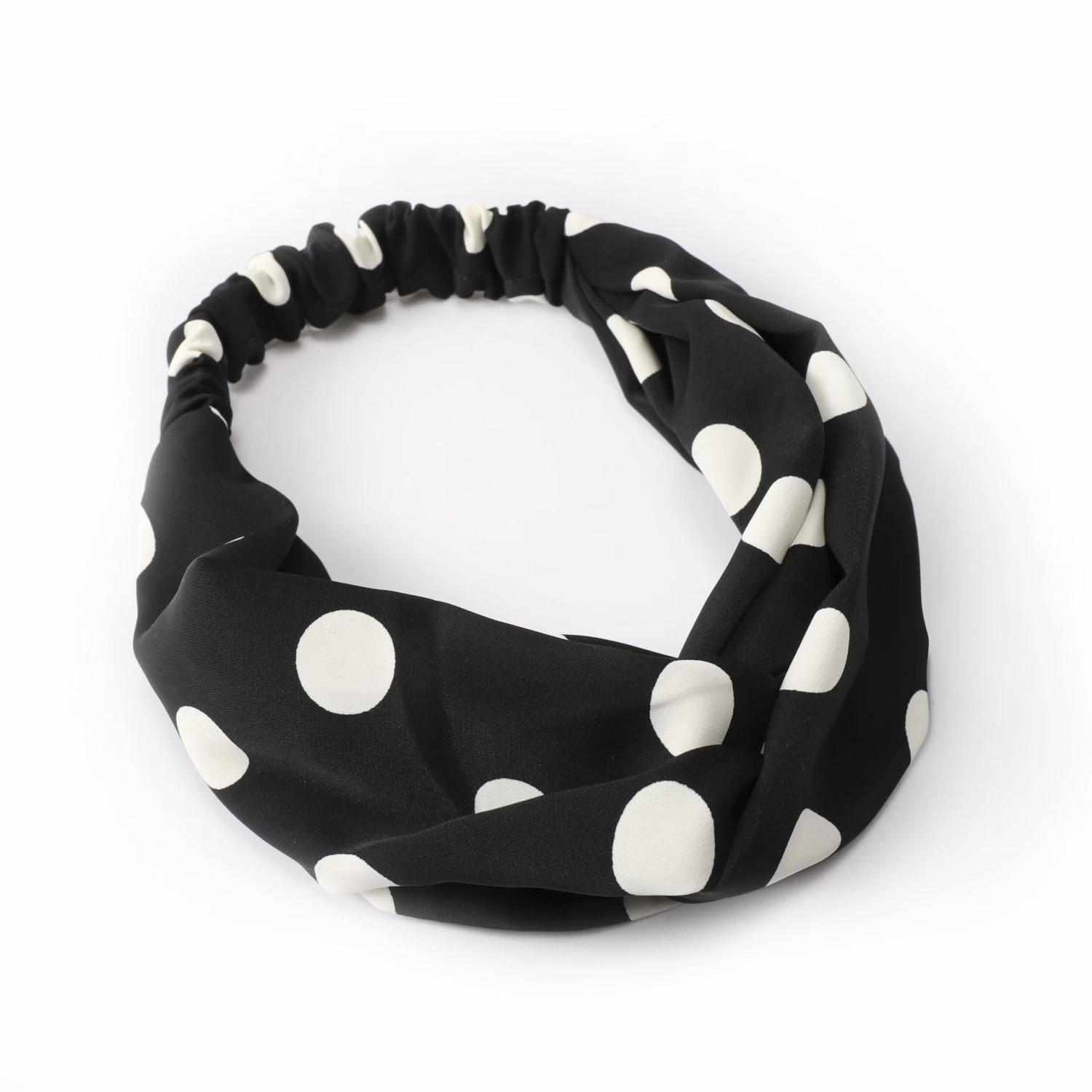 Polka Dots Soft Chiffon Twist Front Elastic Headband - Image 4