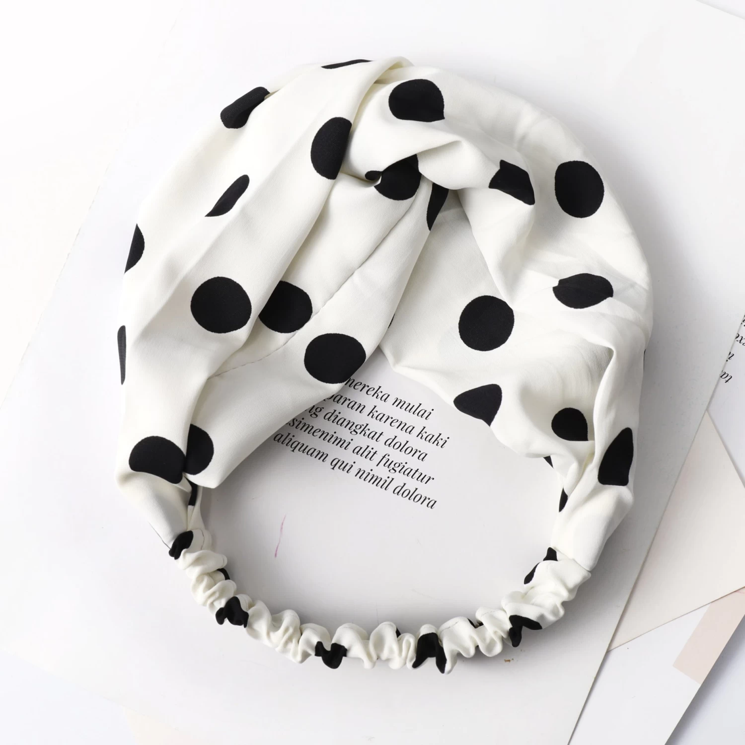 Polka Dots Soft Chiffon Twist Front Elastic Headband - Image 5