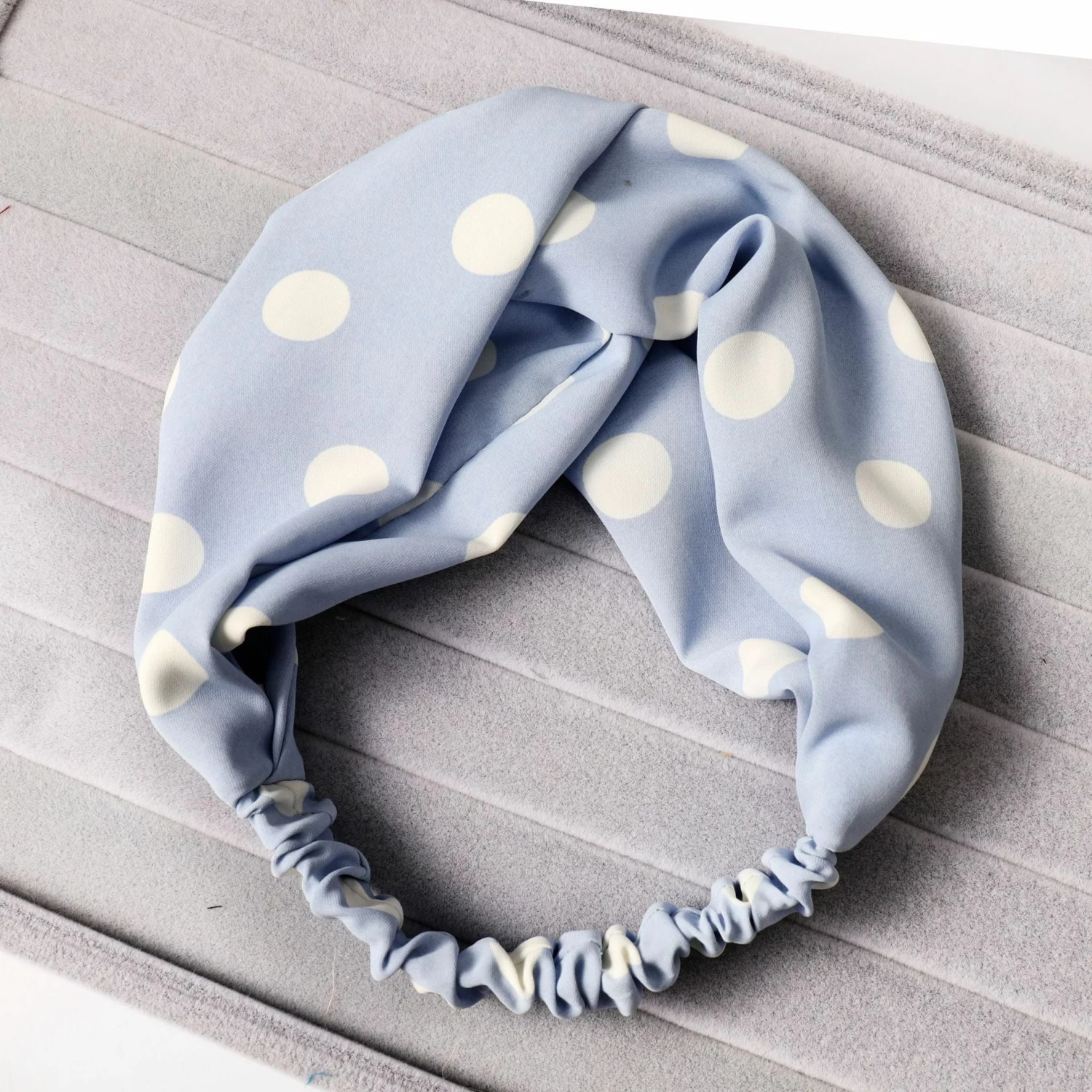 Polka Dots Soft Chiffon Twist Front Elastic Headband - Image 6