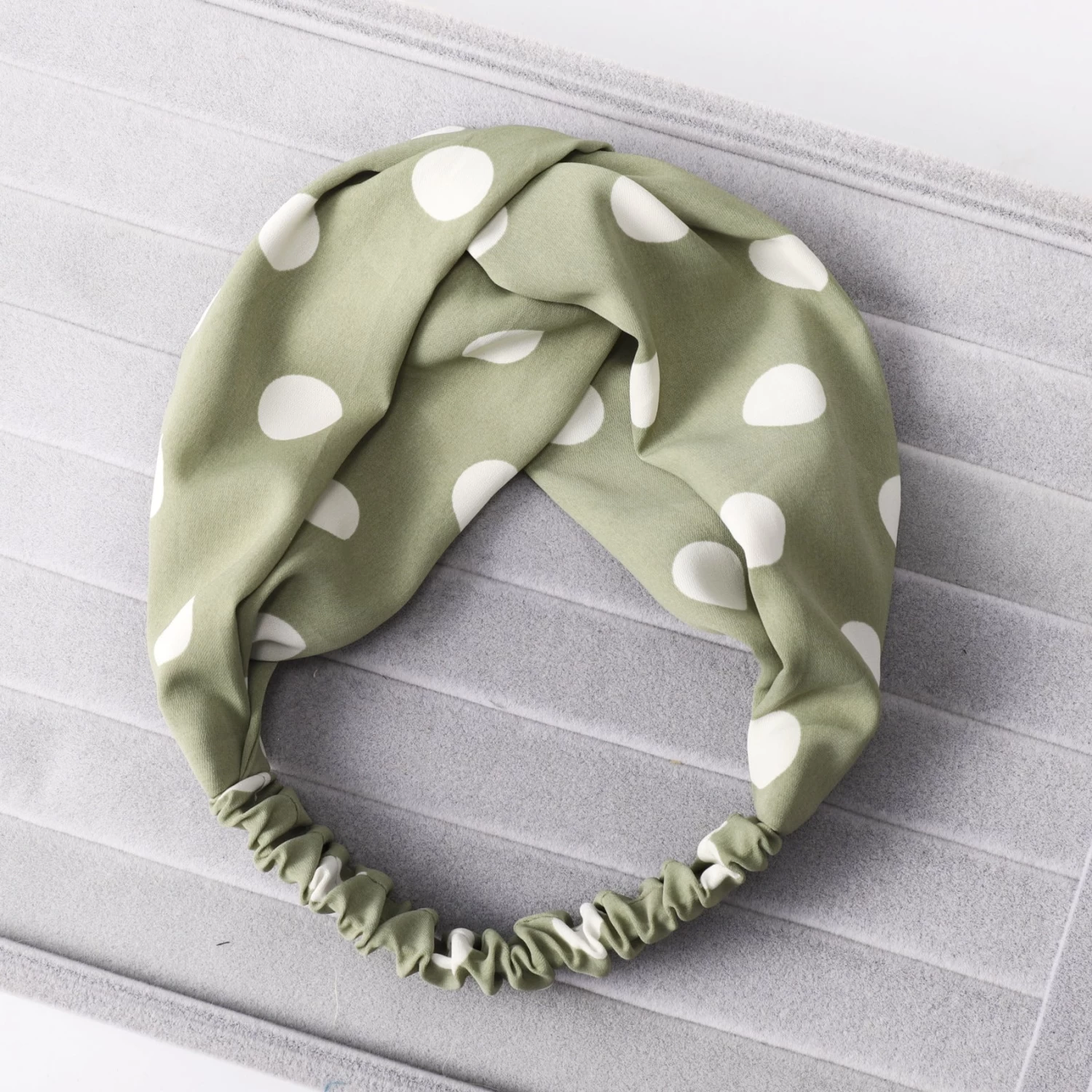 Polka Dots Soft Chiffon Twist Front Elastic Headband - Image 7