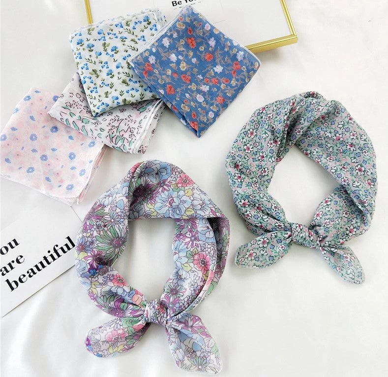 Flowers Print Square Scarf