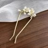 White Pearl Floral Metal Hair Fork