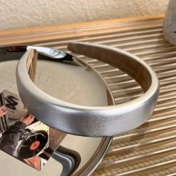 Black Silver Matte Leather Headband