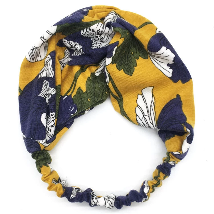 Printed Twist Front Cotton Elastic Headband - Image 6