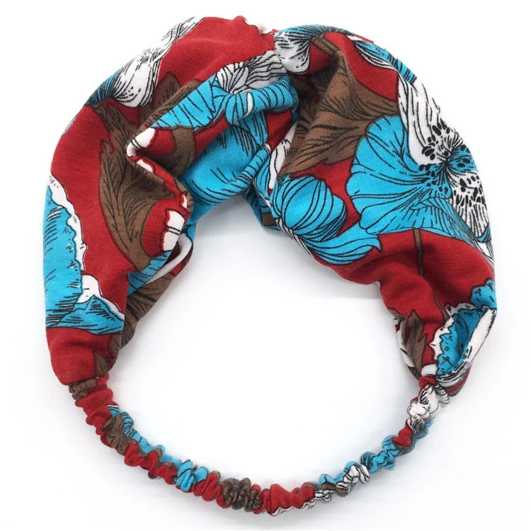 Printed Twist Front Cotton Elastic Headband - Image 7