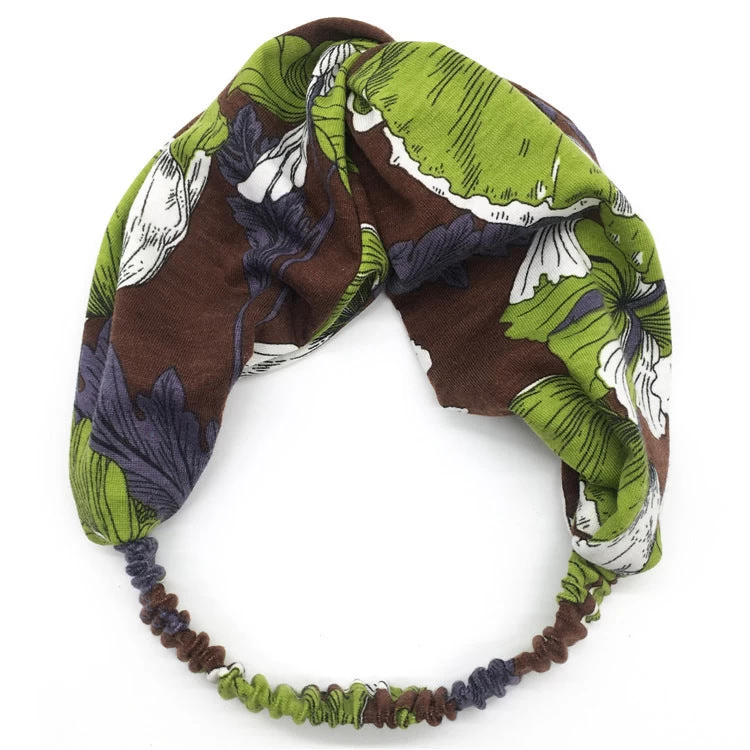 Printed Twist Front Cotton Elastic Headband - Image 10