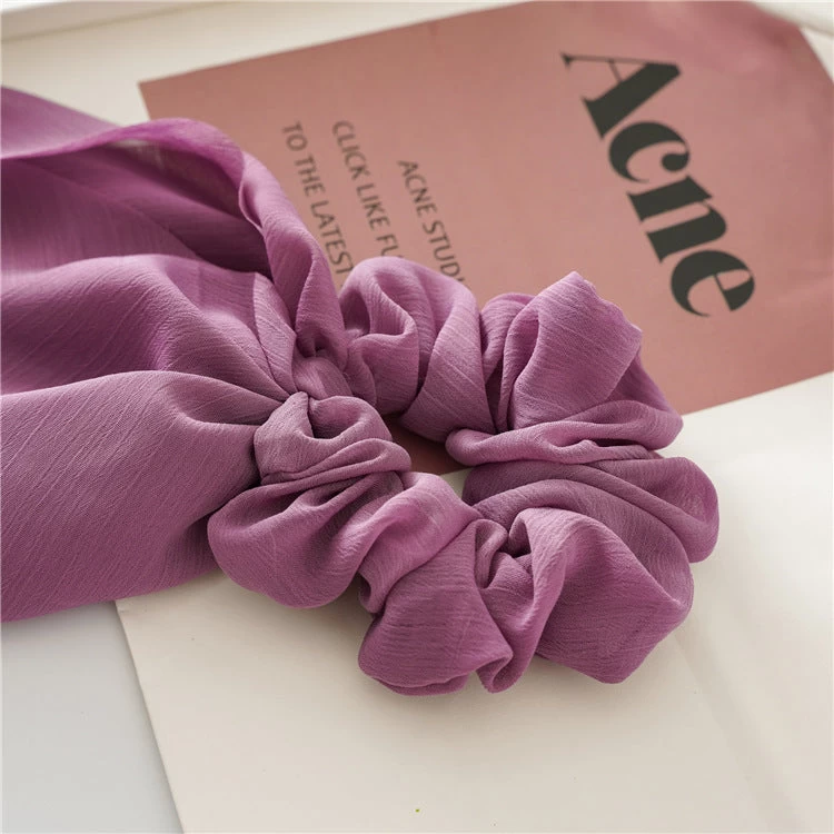 Chiffon Plain Scrunchies With Tail - Image 5