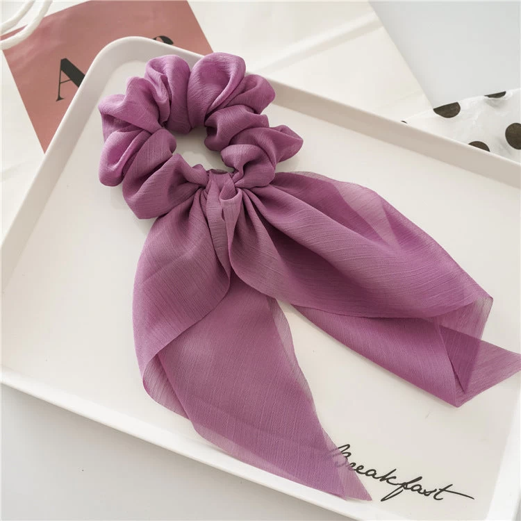 Chiffon Plain Scrunchies With Tail - Image 9
