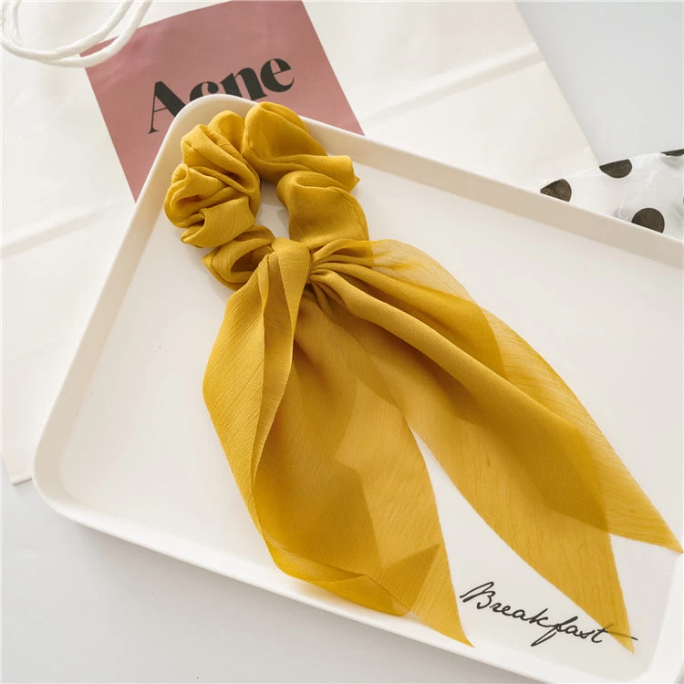 Chiffon Plain Scrunchies With Tail - Image 10