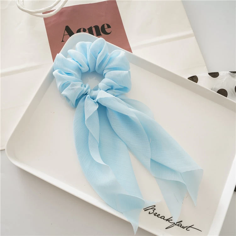 Chiffon Plain Scrunchies With Tail - Image 7